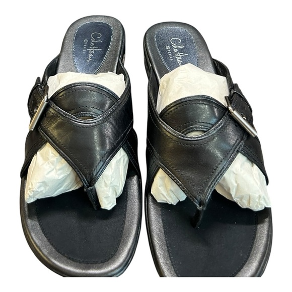 Cole Haan “Air Darby" Thong Black Wedge Black Leather Women's Sz 8 Nike Air Sole - Picture 5 of 10